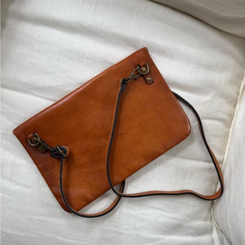 Pratesi Firenze brown Leather crossbody clutch bag made in Italy - Picture 6 of 8